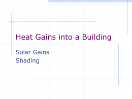 Heat Gain Lecture #2 Solar Gains