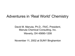 Adventures in ‘Real World’ Chemistry