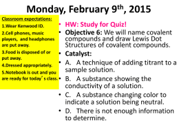 Monday, February 9th, 2015 - Kenwood Academy Chemistry