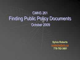 CMNS 261 - Finding Government Publications