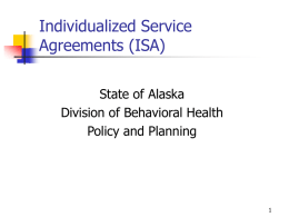 Individualized Service Agreements (ISA) &ndash; Funding Process