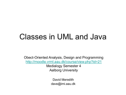 Classes in UML and Java - David Meredith's Web Site