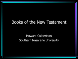 Books of the New Testament - Southern Nazarene University