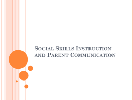 Parent Communication and Social Skills Instruction