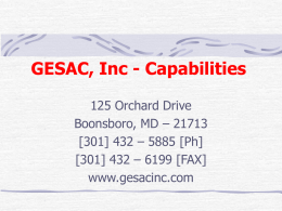 GESAC, Inc Capabilities