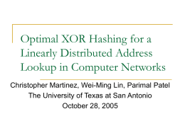 Optimal XOR Hashing for a Linearly Distributed Address