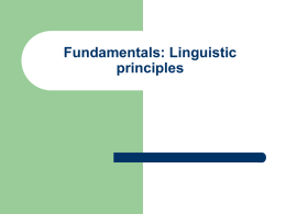 Fundamentals: Linguistic principles