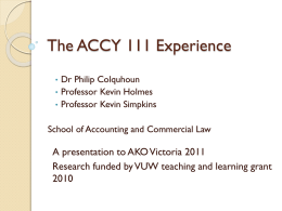 The ACCY 111 Experience - Victoria University of Wellington