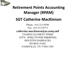 Retirement Points Accounting System (RPAM) SFC Vecchio