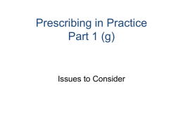 Prescribing in Practice Part I