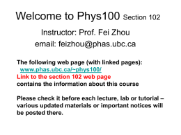 Phys100 Lecture One - University of British Columbia