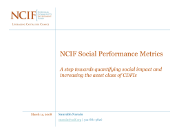 NCIF Social Performance Metrics