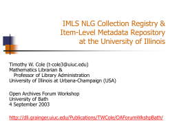 IMLS NLG Collection Registry & Item