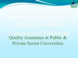 Quality Assurance Agency Higher Education Commission Pakistan