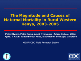 The Magnitude and Causes of Maternal Mortality in Rural