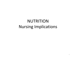 NUTRITION Nursing Implications