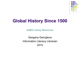 Bulgarian History /681-1990/ AUBG Library Resources