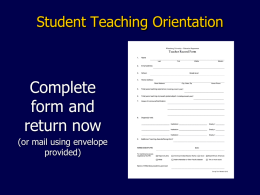 Student Teaching Orientation
