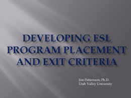 Developing ESL Program Criteria