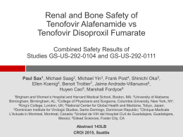 Renal and Bone Safety of Tenofovir Alafenamide vs