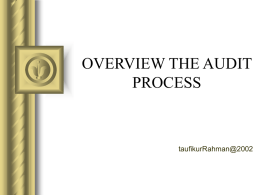 OVERVIEW THE AUDIT PROCESS