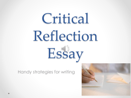 Critical Reflective Writing