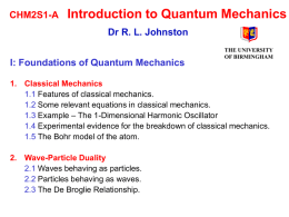 Quantum Mechanics 1 - University of Birmingham