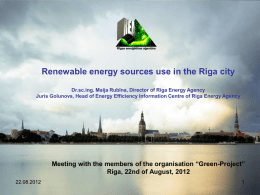 Rīgas enerģētikas aģentūra – līdzšinējā pieredze un piedāvāt