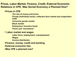 Prices, labor market, finance, credit, external economic