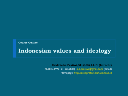 Course Outline Indonesian values and ideology
