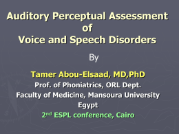 Auditory Perceptual Assessment of Voice and Speech Disorders
