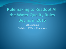 WARNING! Rulemaking to Readopt All the Water Quality Rules