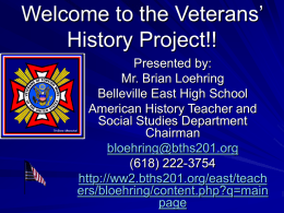 Welcome to the Veterans’ History Project!!