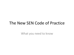 The New SEN Code of Practice