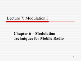 Lecture 7: Digital Modulation I