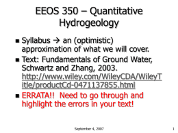 CEE 113 Groundwater Hydrology