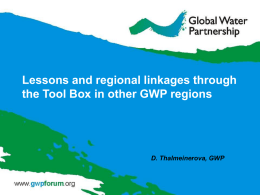 Lessons and regional linkages through the Tool Box in the