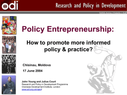 Policy Entrepreneurship - Overseas Development Institute (ODI)