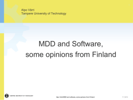 MDD and Software - Tampereen Teknillinen Korkeakoulu