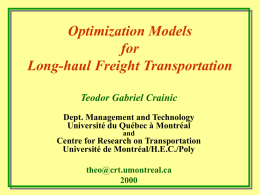 FREIGHT TRANSPORTATION SYSTEMS Producers who own or