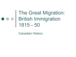 The Great Migration: British Immigration 1815