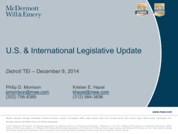 U.S. & International Legislative Update