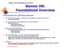 Banner HR Foundational Overview