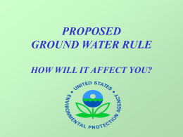 Regulatory Cost-Benefit Analysis & Ground Water Rule