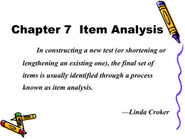 Chapter 6 Item Analysis