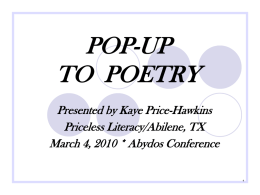 POP-UP TO POETRY - Priceless Literacy