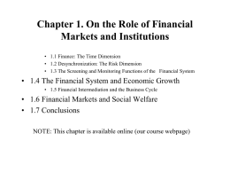 Chapter 1. On the Role of Financial Markets and Institutions