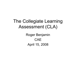 The Collegiate Learning Assessment
