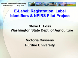 Version Identification Number (VIN) for Pesticide Labels