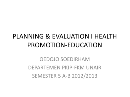 PLANNING & EVALUATION I HEALTH PROMOTION